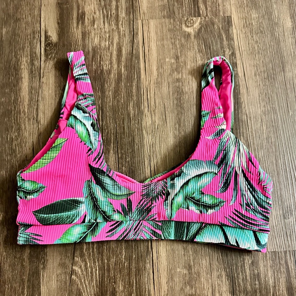Tropical Pink and Green Bikini Top